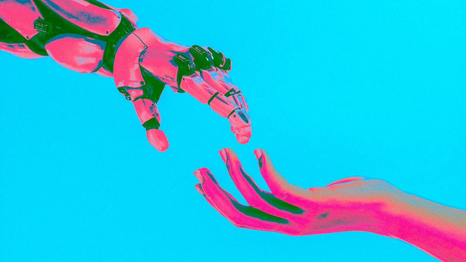 Abstract illustration of artificial intelligence connecting with people, representing AI search