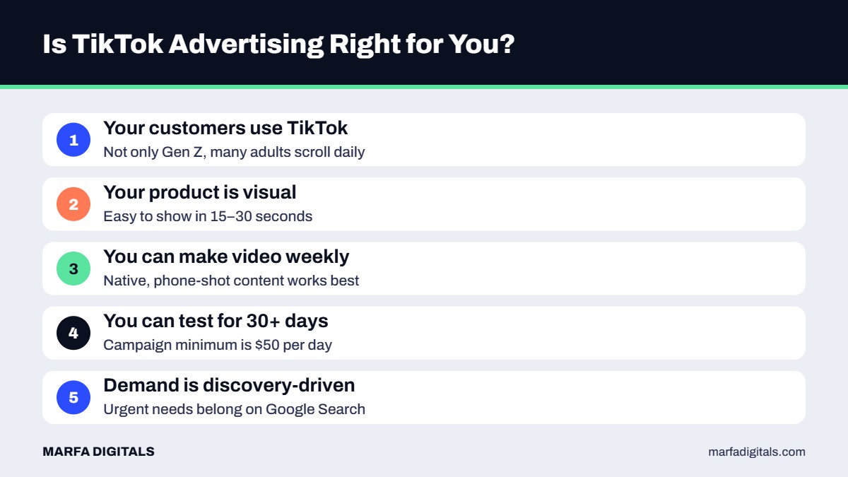 Checklist to decide if TikTok ads are worth it for a small business