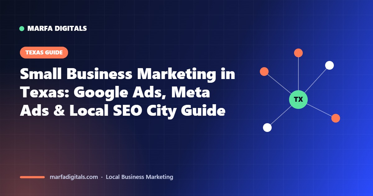 Texas small business marketing guide covering Google Ads, Meta Ads and local SEO by city
